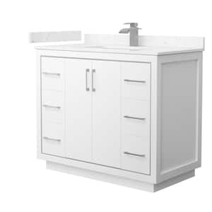 Icon 42 in. W x 22 in. D x 35 in. H Single Bath Vanity in White with Carrara Cultured Marble Top