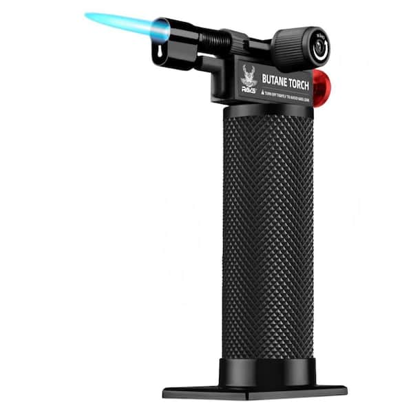 Metal, Red Butane Torch Lighter with Dual Flame, Adjustable Flame, Refillable, for Baking (Butane Not Included)