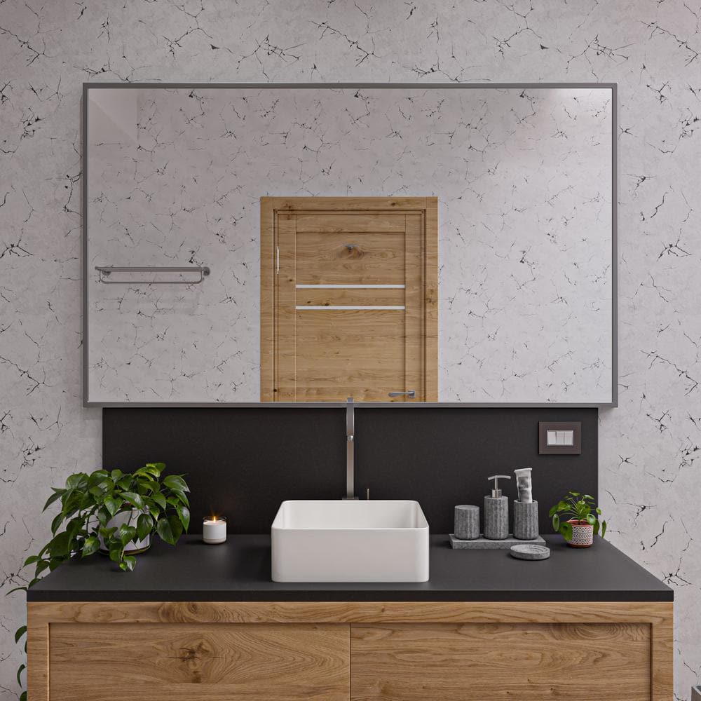 White Square Ceramic Above-Counter Bathroom Sink 15.13"