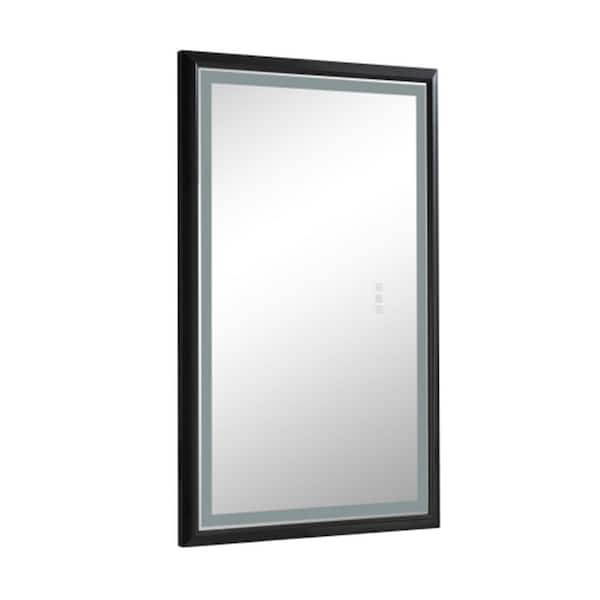 Unbranded 36 in. W x 48 in. H Small Rectangular Aluminium Framed Wall Dimmable Bathroom Vanity Mirror in Matt Black