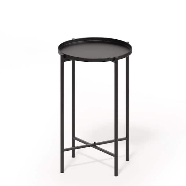 Patio Black Round Metal Side Table