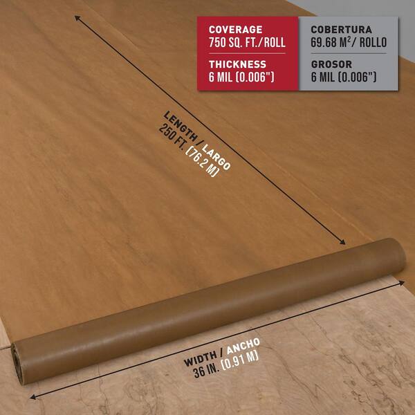 ROBERTS - 750 sq. ft. 3 ft. x 250 ft. x .009 in. 30 lb. Waxed Paper Underlayment for Wood Flooring