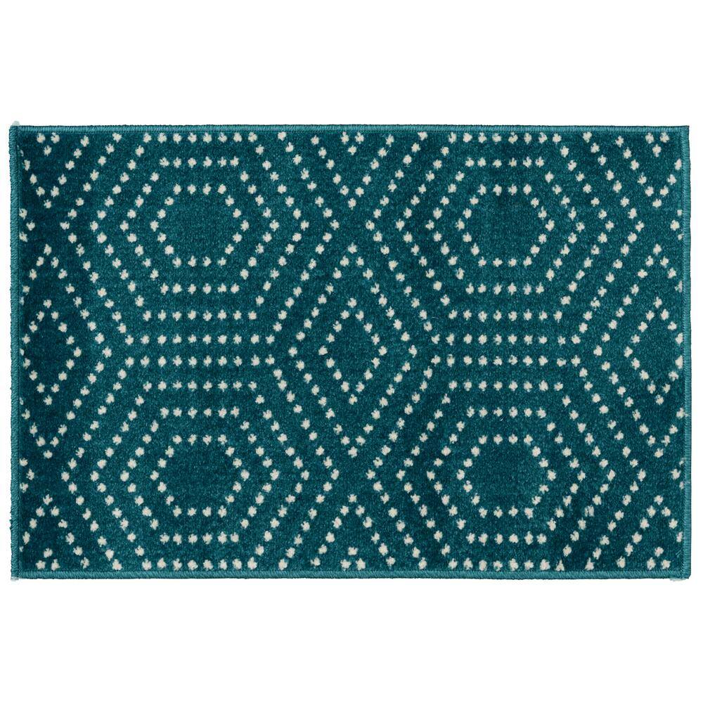 LOOMAKNOTI Tecopa Valeria Teal 2 ft. x 3 ft. Geometric Polypropylene