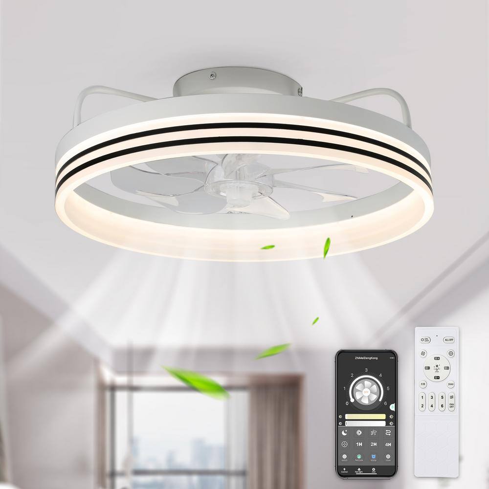 Bella Depot 20 in. LED Indoor White Low Profile Dimmable Ceiling Fan ...