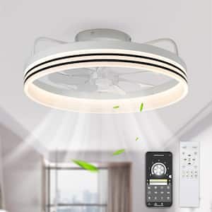 20 in. LED Indoor White Low Profile Dimmable Ceiling Fan with Light and Remote Smart App Downloadable