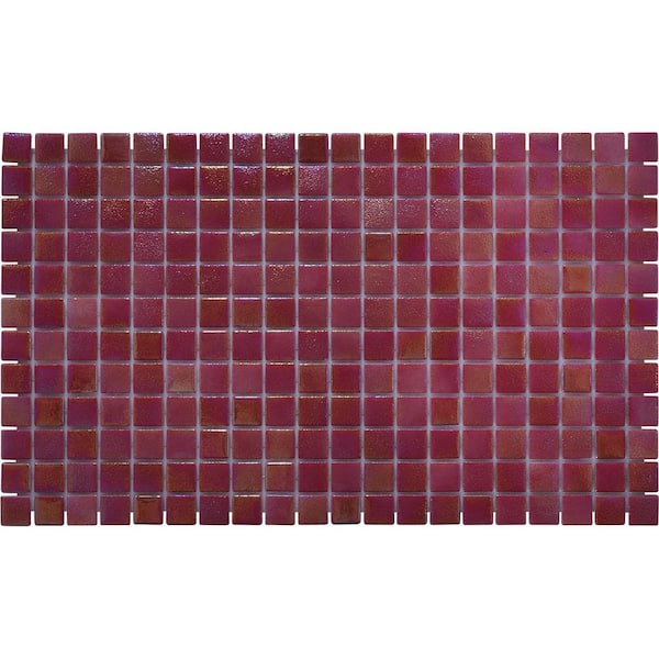 Glass Tile Love Burning Red Chips Mosaic Glossy Glass Floor Tile (10.76 sq. ft./Case)