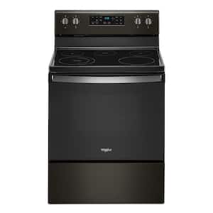 30 in. 5.3 cu. ft. Electric Range with 5-Elements and Frozen Bake Technology in Black Stainless