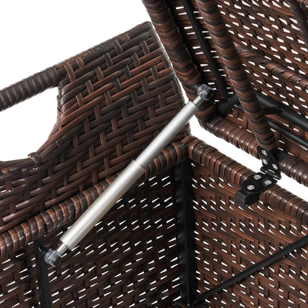 Wing 42" Multi-Brown Wicker Water-Resistant Outdoor Storage Bench