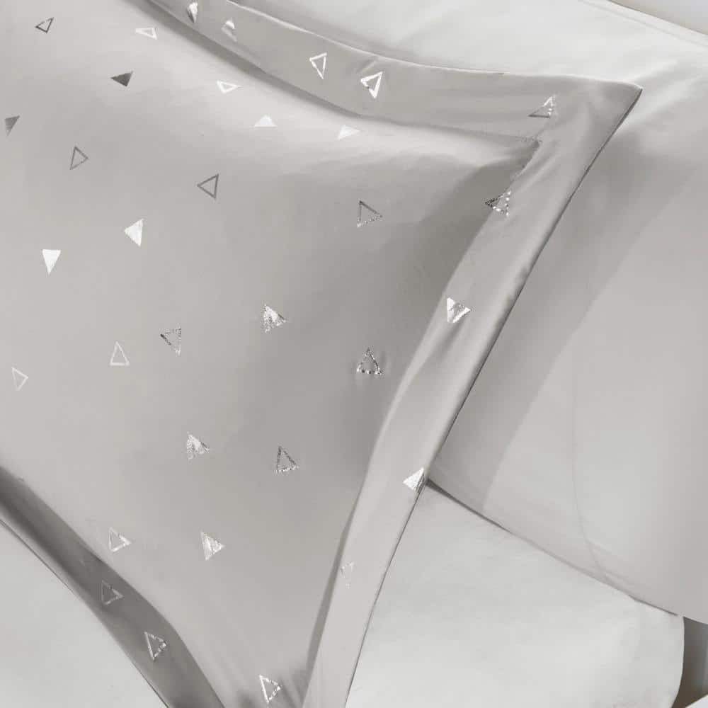 Twin Silver Microfiber 5-Piece Bedspread Set with Gathered Embellishment