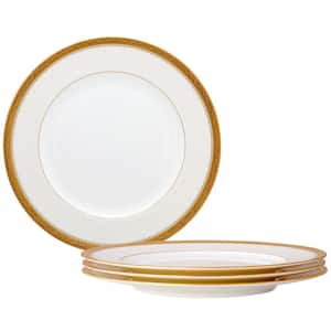 Odessa Gold 10.5 in. (Gold) Bone China Dinner Plates, (Set of 4)
