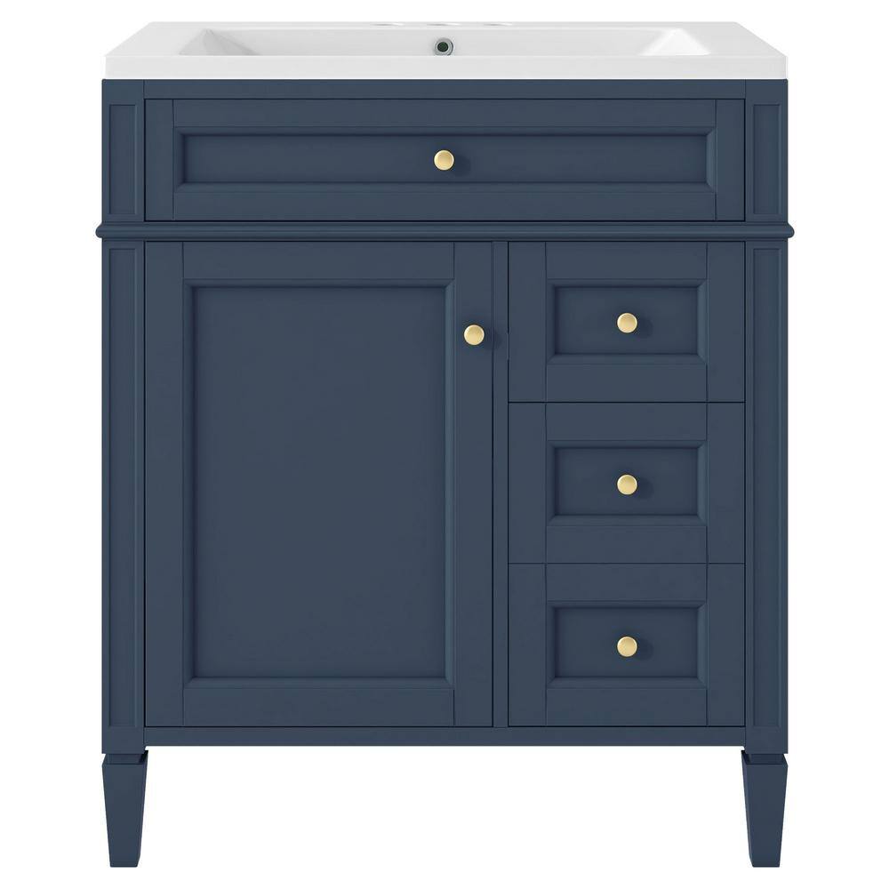 30 in. W x 18 in. D x 33 in. H Single Sink Freestanding Bath Vanity in Blue