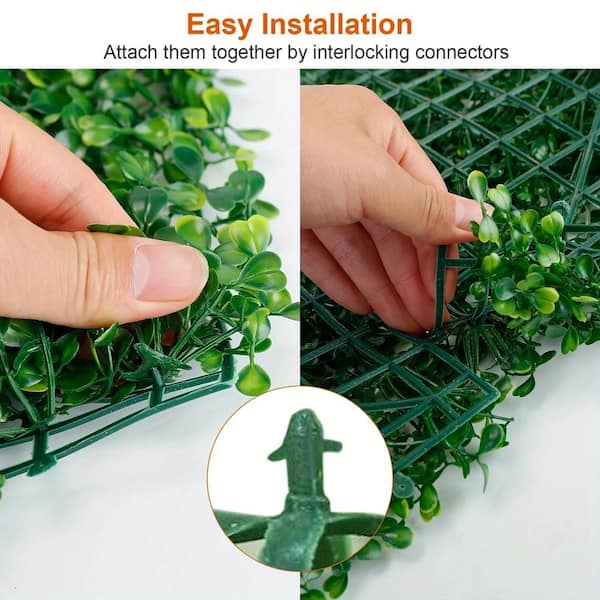ITOPFOX 12-Piece Green Artificial Topiary Hedge Plant Grass Backdrop Fence Privacy Screen Grass for Balcony Garden Fence