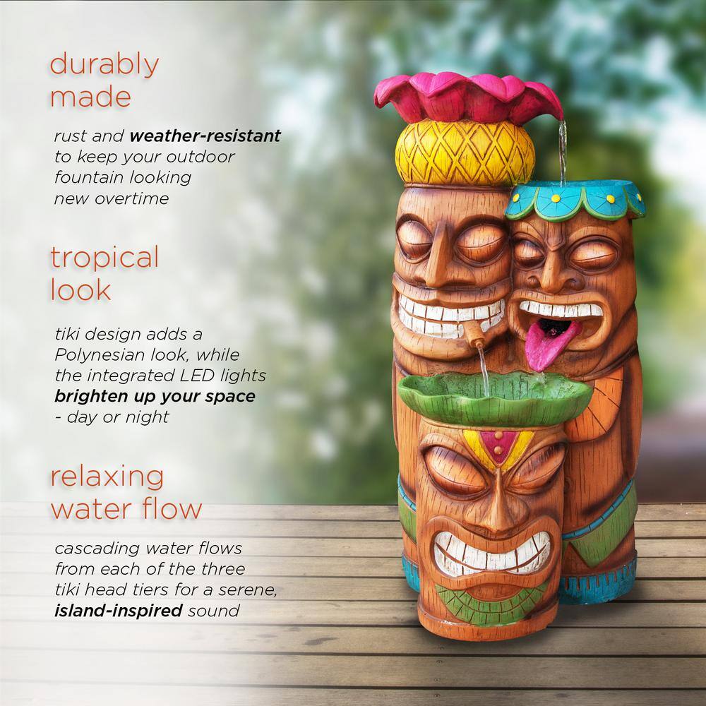 Colorful Tiki Head Polyresin Outdoor Fountain with LED Lights
