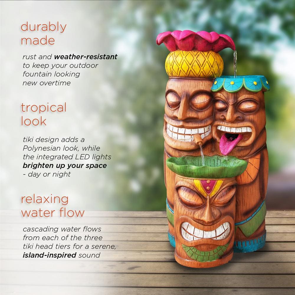 Colorful Tiki Head Polyresin Outdoor Fountain with LED Lights