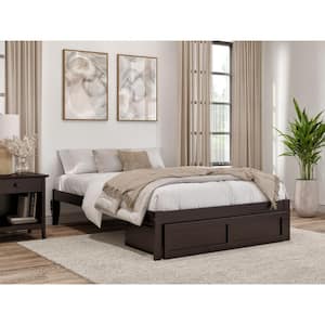 Colorado Espresso Solid Wood Storage Platform Bed with Foot Drawer and USB Charger