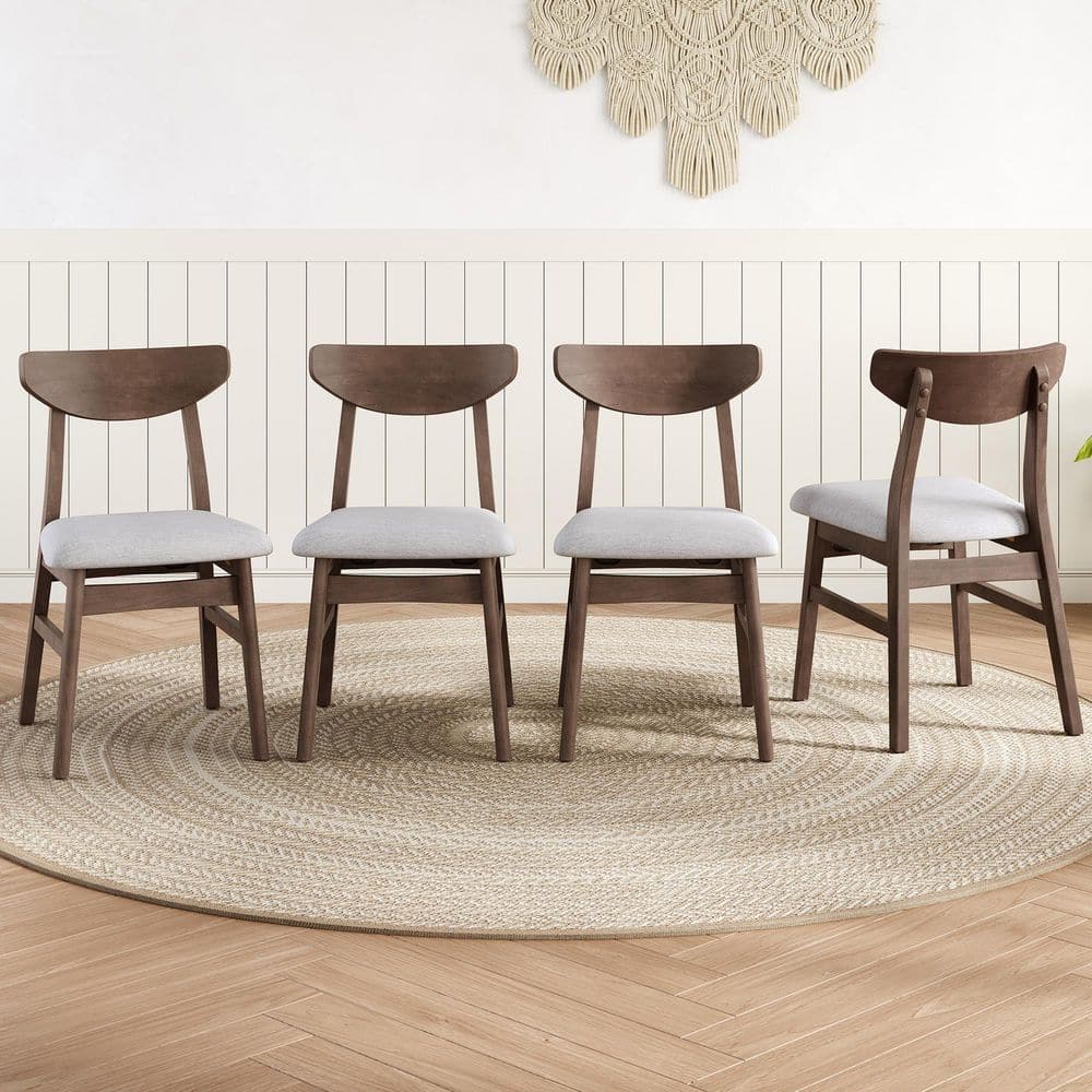 Udele Modern Brown Fabric Upholstered Dining Chair, Solid Wood Legs (Set of 4) price history on PriceWatchPro