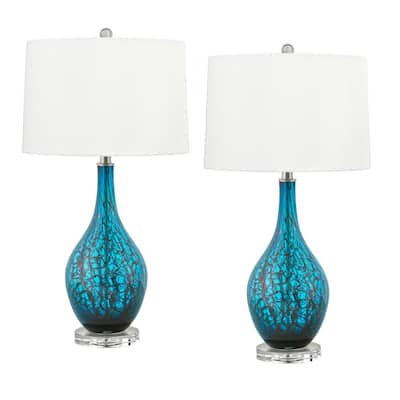 Teal Table Lamps The Home Depot, Teal Blue Bedside Lamps