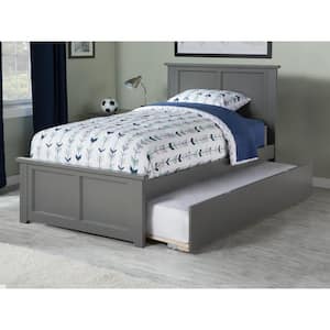 Madison Twin Platform Bed with Matching Foot Board with Twin Size Urban Trundle Bed in Grey