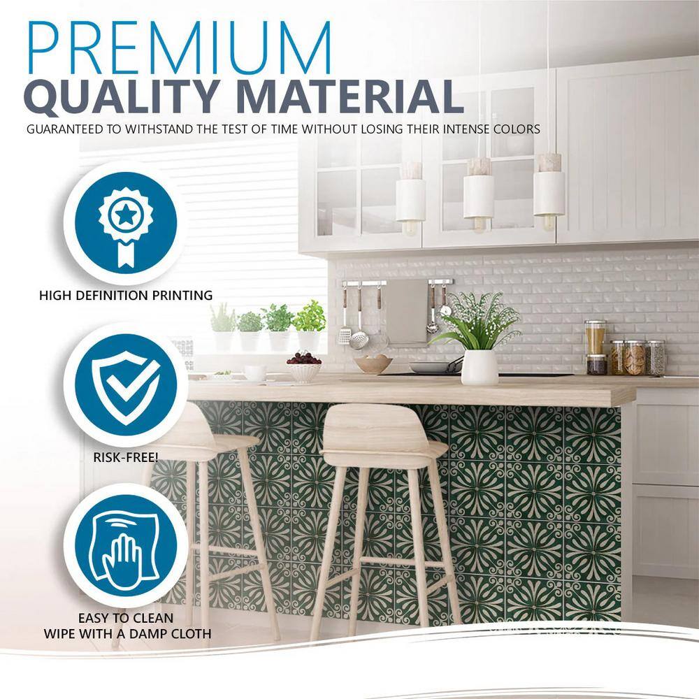 Dark Green and Beige 12x12-inch Vinyl Peel and Stick Mosaic Tile Set