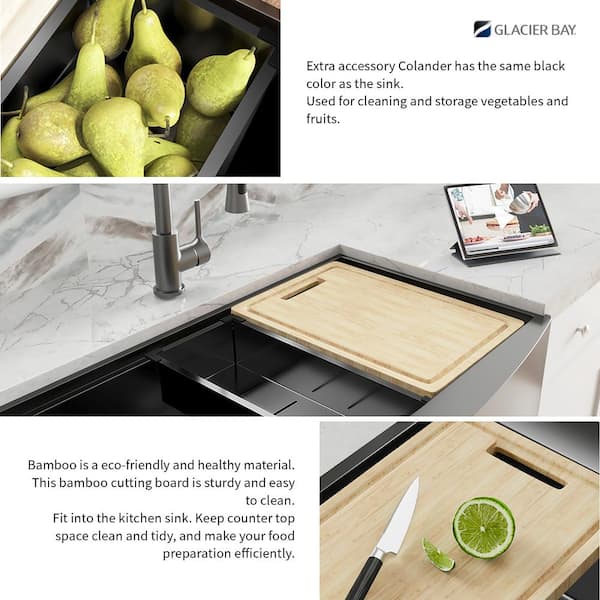 Double Sink Cover Plastic Cutting Board (Faucet Mounted on Sink)