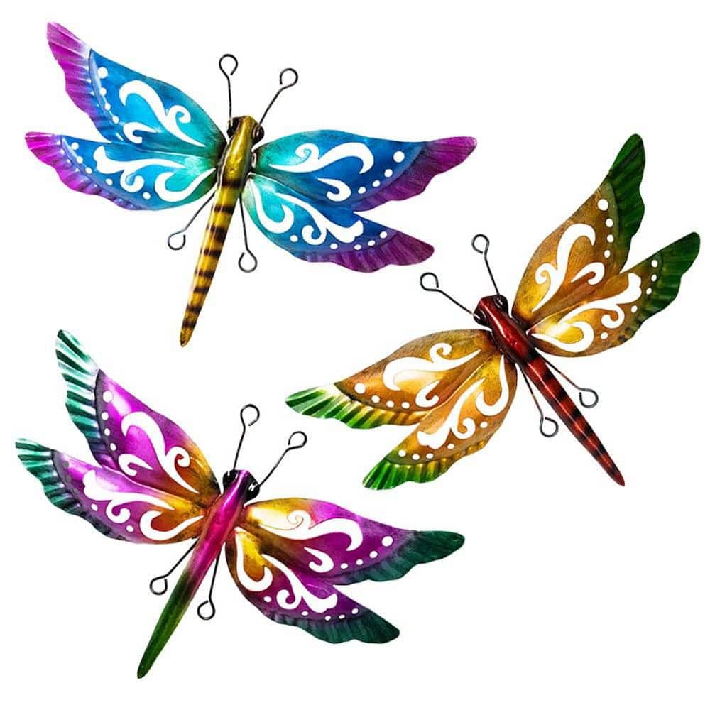 3 Pack Gradient Color Metal Dragonfly Wall Decor Outdoor Art for Patio Fence Garden Yard Balcony Home price history on PriceWatchPro