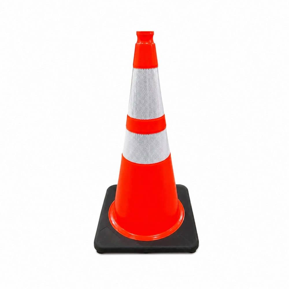 28 in. Orange Traffic Cone with Black Base and 4 in. and 6 in. white Type IV High Intensity Prismatic Collars, 10 lbs. price history on PriceWatchPro