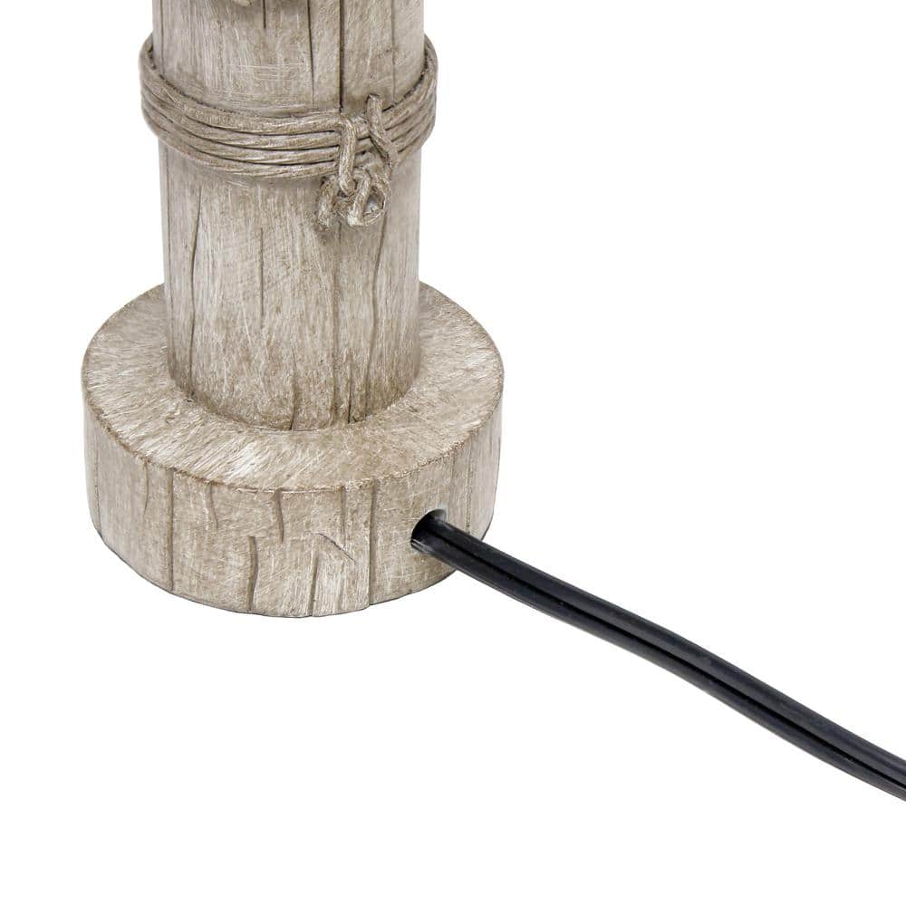 Beige Wash Pelican Table Lamp with White Drum Shade