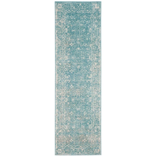 SAFAVIEH Evoke Light Blue/Ivory 2 ft. x 5 ft. Border Runner Rug