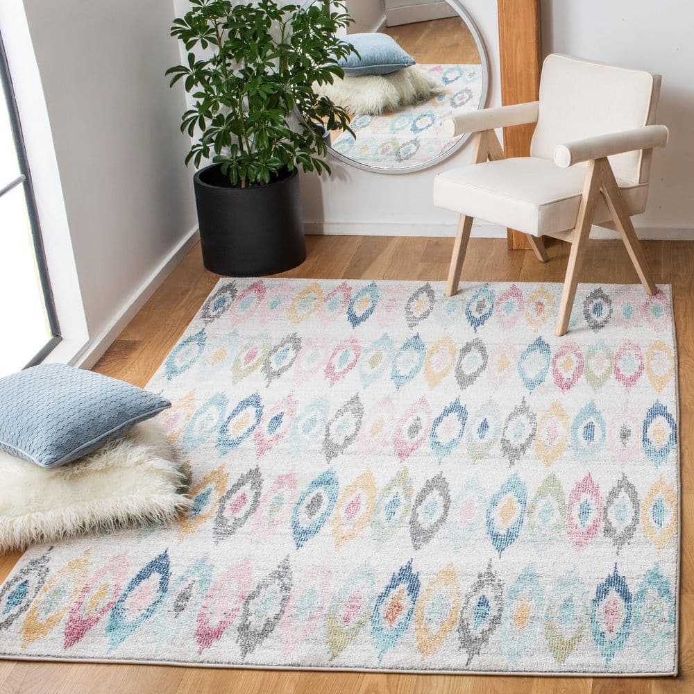 Phoenix 9 ft. x 12 ft. Ivory/Blue Geometric Striped Area Rug price history on PriceWatchPro