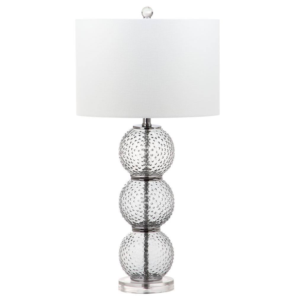 Port Robert Smoke Glass Table Lamp Set with Off-White Shades