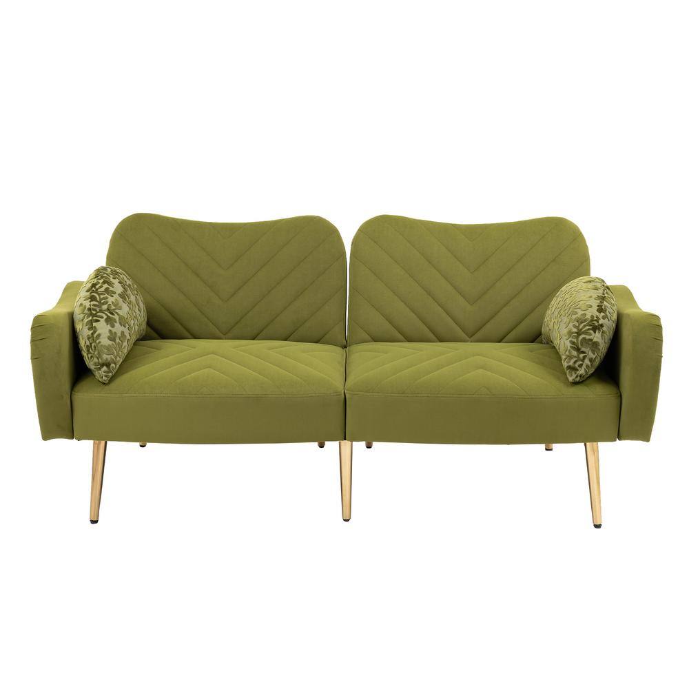 Modern 65 In. Olive Polyester 2-seat Loveseat With Armrests Xs 