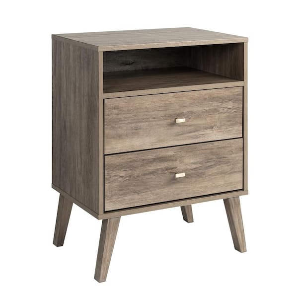 Prepac Milo Mid Century Modern 2-Drawer Drifted Gray Tall