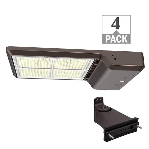 ETI LIGHTING 600-Watt Equivalent Integrated LED Bronze Area Light Straight Arm Kit TYPE 3 Adjustable Lumens CCT (4-Pack)