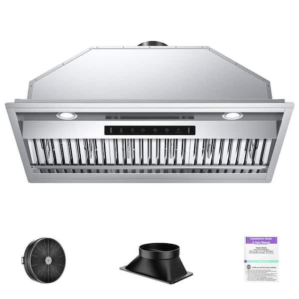 VIKIO PRO 36 in. 600 CFM Convertible ducted to ductless Insert Range Hood in Stainless Steel with Gesture Control and Touch Panel