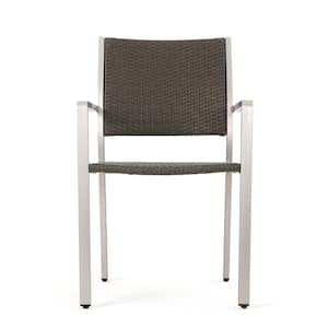 Athena Silver Aluminum Outdoor Dining Chair in Gray (2-Pack)