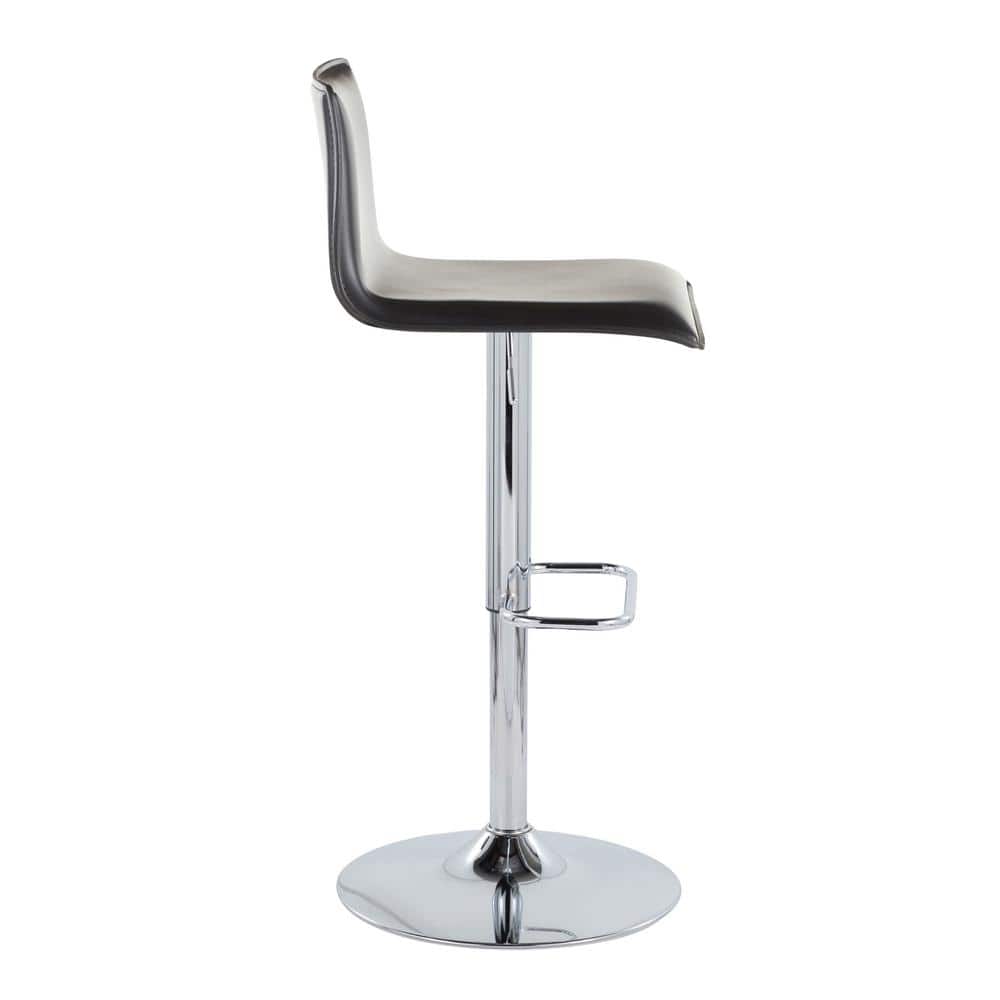 Mara Black Faux Leather Adjustable Swivel Bar Stools, Set of 2