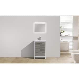 Dolce 24 in. W Bath Vanity in High Gloss Ash Gray with Reinforced Acrylic Vanity Top in White with White Basin