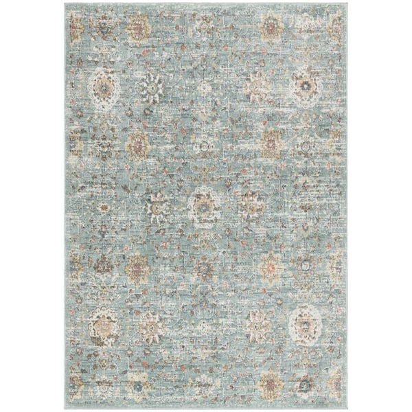 Nourison Washable Decor Blue 8 ft. x 10 ft. Medallion Traditional Area Rug