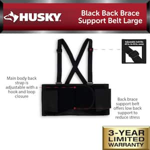 Black Work Back Brace Support Belt Large (5-Pack)