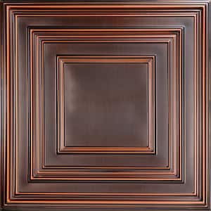 Schoolhouse 2 ft. x 2 ft. PVC Glue-up or Lay-in Ceiling Tile in Antique Copper