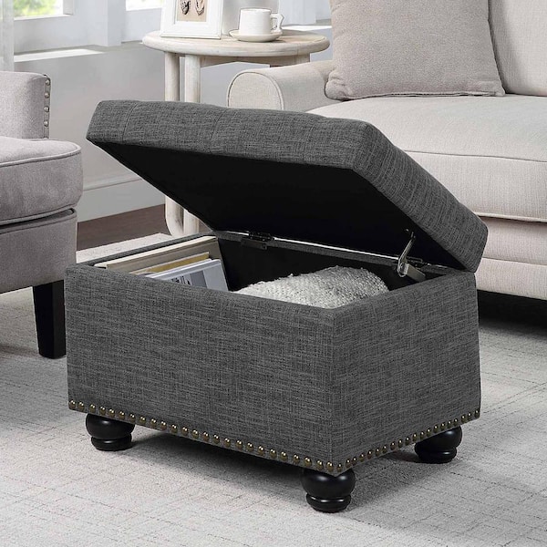 Convenience Concepts Designs4Comfort 5th Avenue Light Charcoal Gray Fabric Storage Ottoman