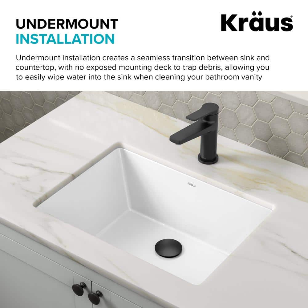Kraus Elavo 20.25" White Ceramic Undermount Bathroom Sink