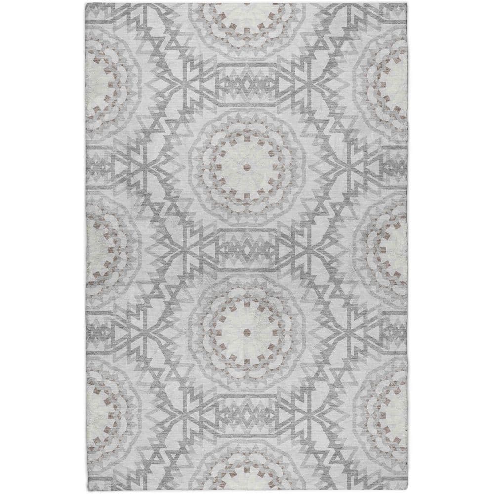Dream Shag Premium Machine Washable Abstract ADS619 Silver 5 ft. x 7 ft. 6 in. Area Rug price history on PriceWatchPro