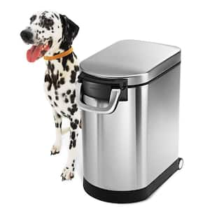 25 Liter Medium Pet Food Storage Container for Dog Food, Cat Food, and Bird Feed, Brushed Stainless Steel