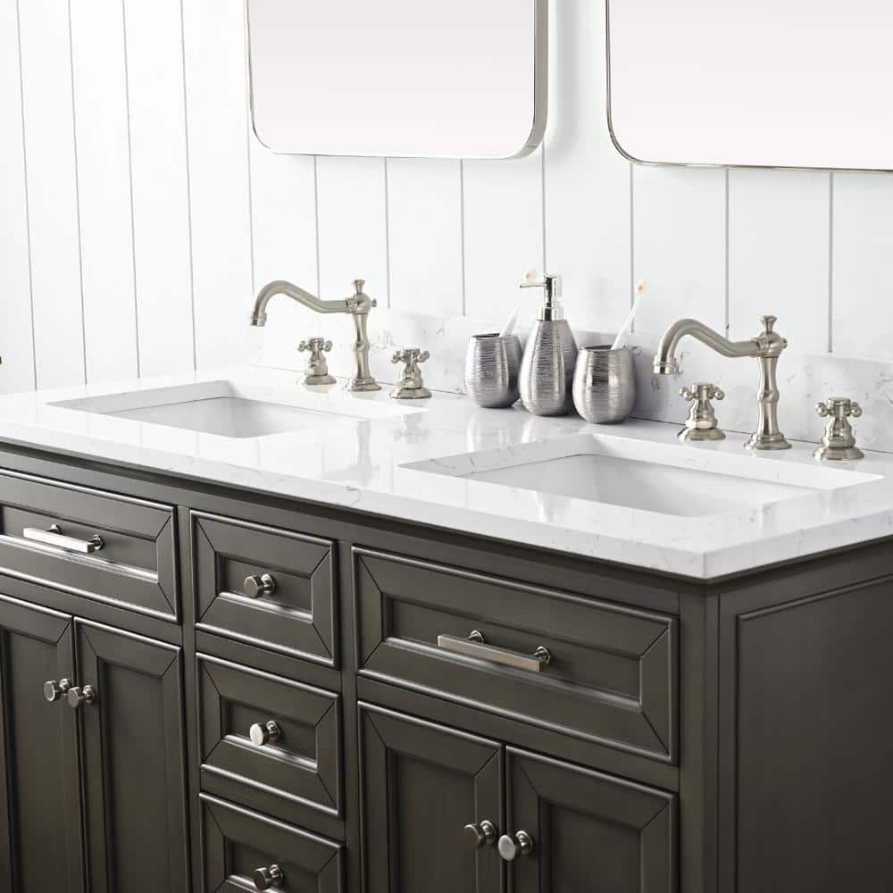 Thompson 54" Silver Gray Double Sink Freestanding Vanity