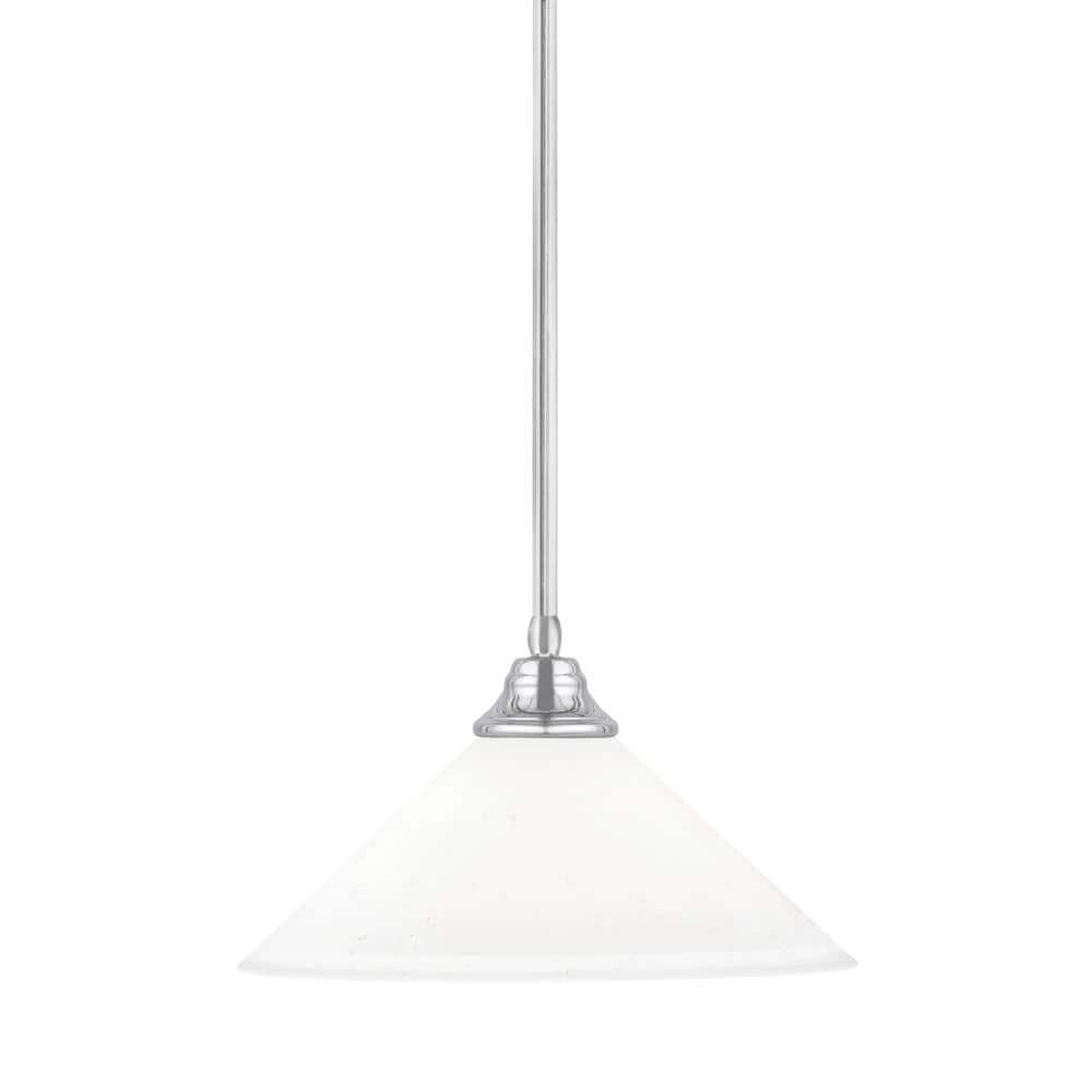Sparta 100-Watt 1 Light Chrome Shaded Pendant Light with 16 in. White Musli