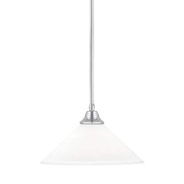 Unbranded Sparta 100-Watt 1 Light Chrome Shaded Pendant Light with 16 in. White Muslin Glass Shade, No Bulb Included
