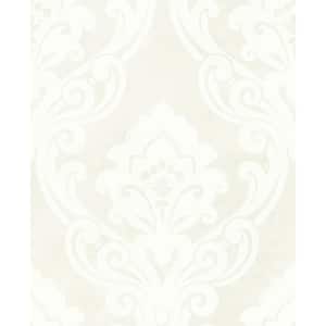 Vogue Damask Metallic Pearl and Off-White Paper Strippable Roll (Covers 56.05 sq. ft.)