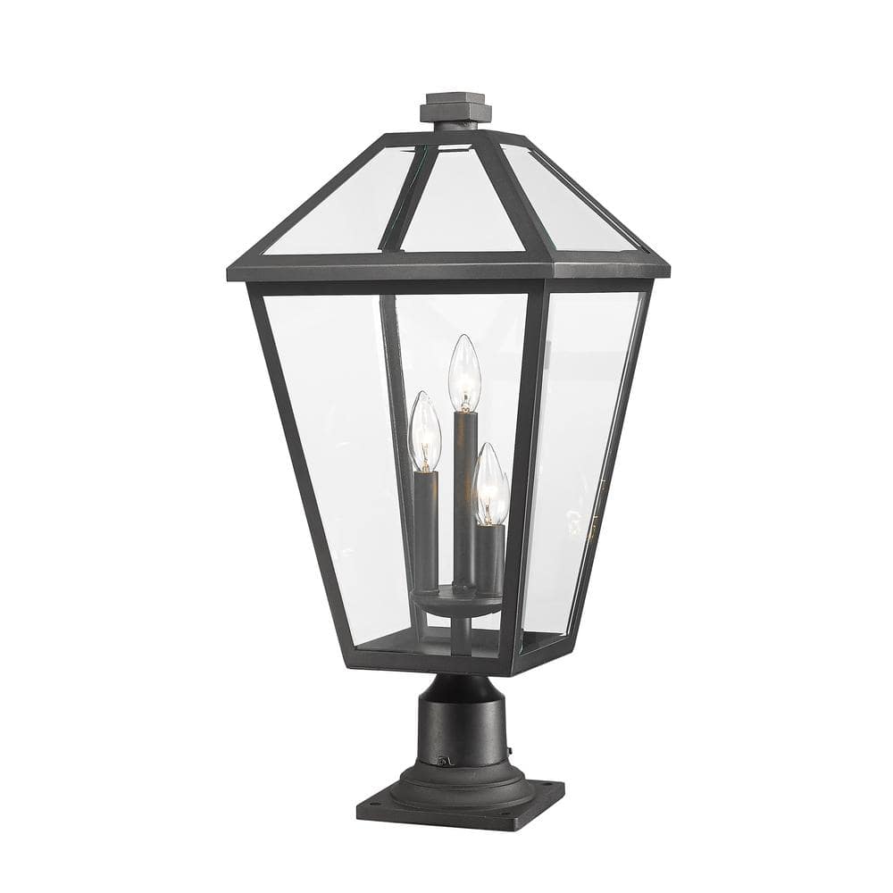 Talbot 25 .75 in. 3-Light Black Metal Hardwired Outdoor Weather Resistant P