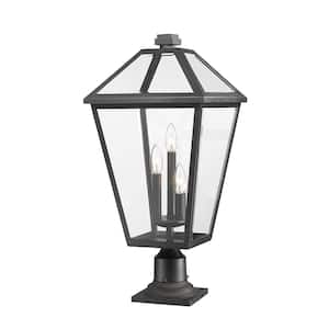 Talbot 25 .75 in. 3-Light Black Metal Hardwired Outdoor Weather Resistant Pier Mount Light with No Bulb in.cluded